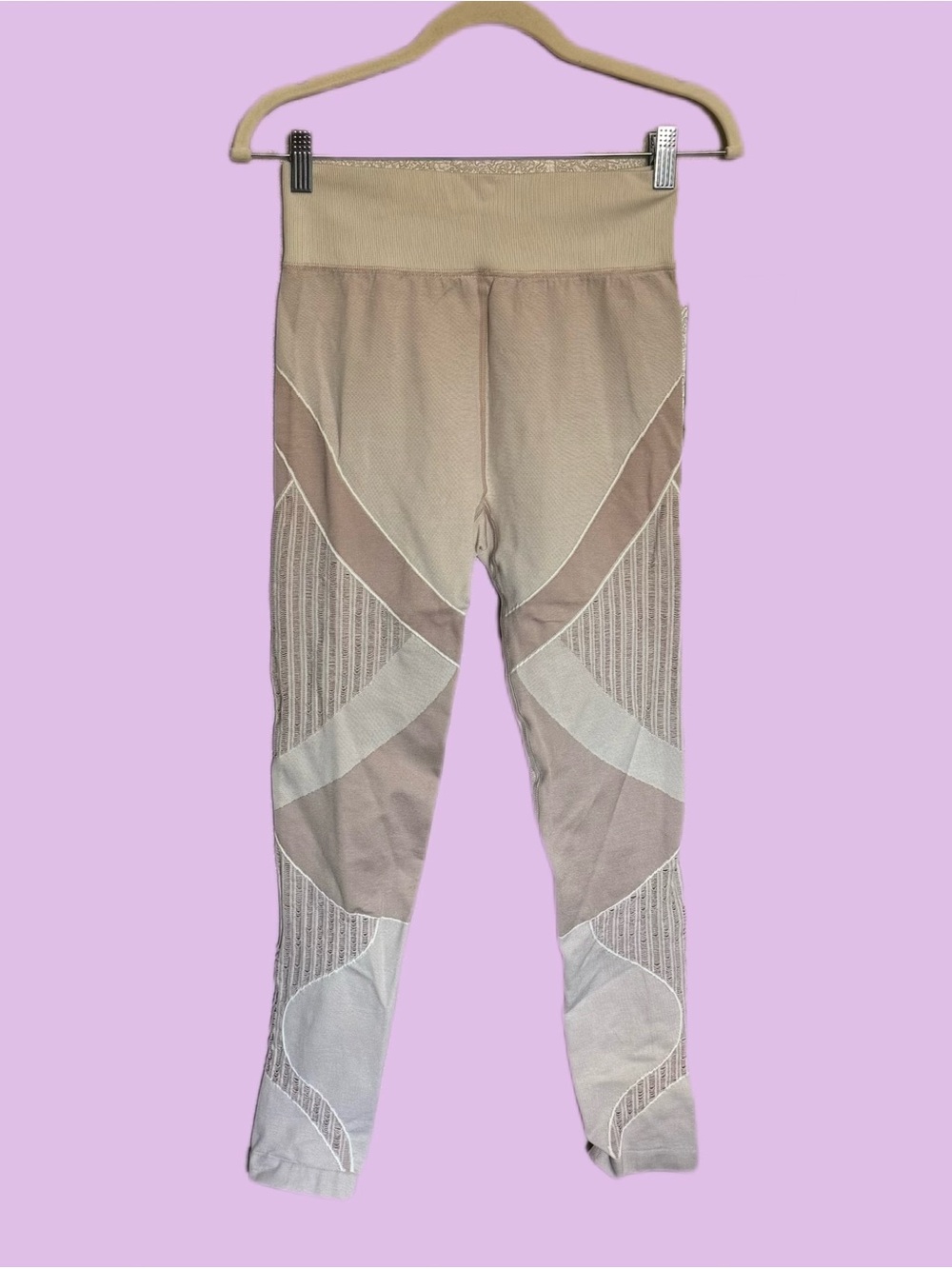 Beige Sculpting Seam-Detail Leggings - Women